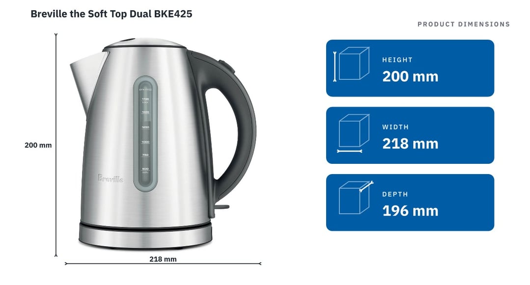 Breville the Soft Top Dual BKE425 — product dimensions