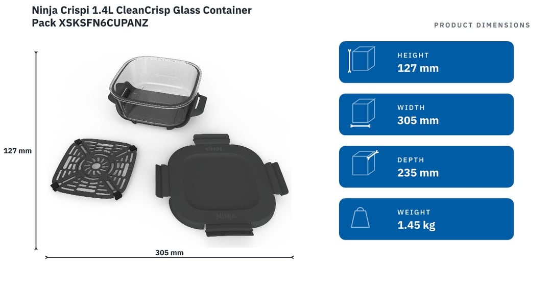 Ninja Crispi 1.4L CleanCrisp Glass Container Pack XSKSFN6CUPANZ