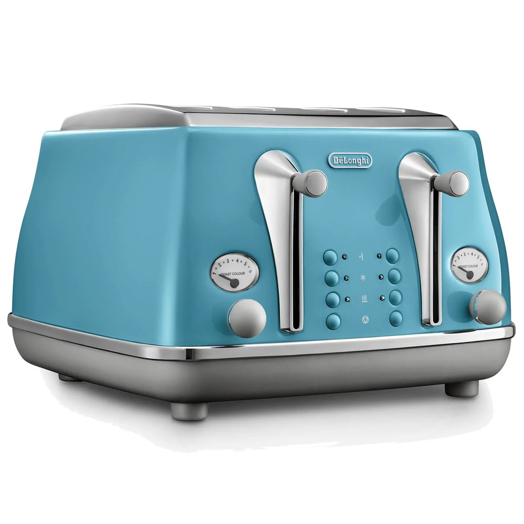 Delonghi Icona Capitals 4 Slice Toaster Lisbon Azure CTOC4003AZ Buy Online with Afterpay