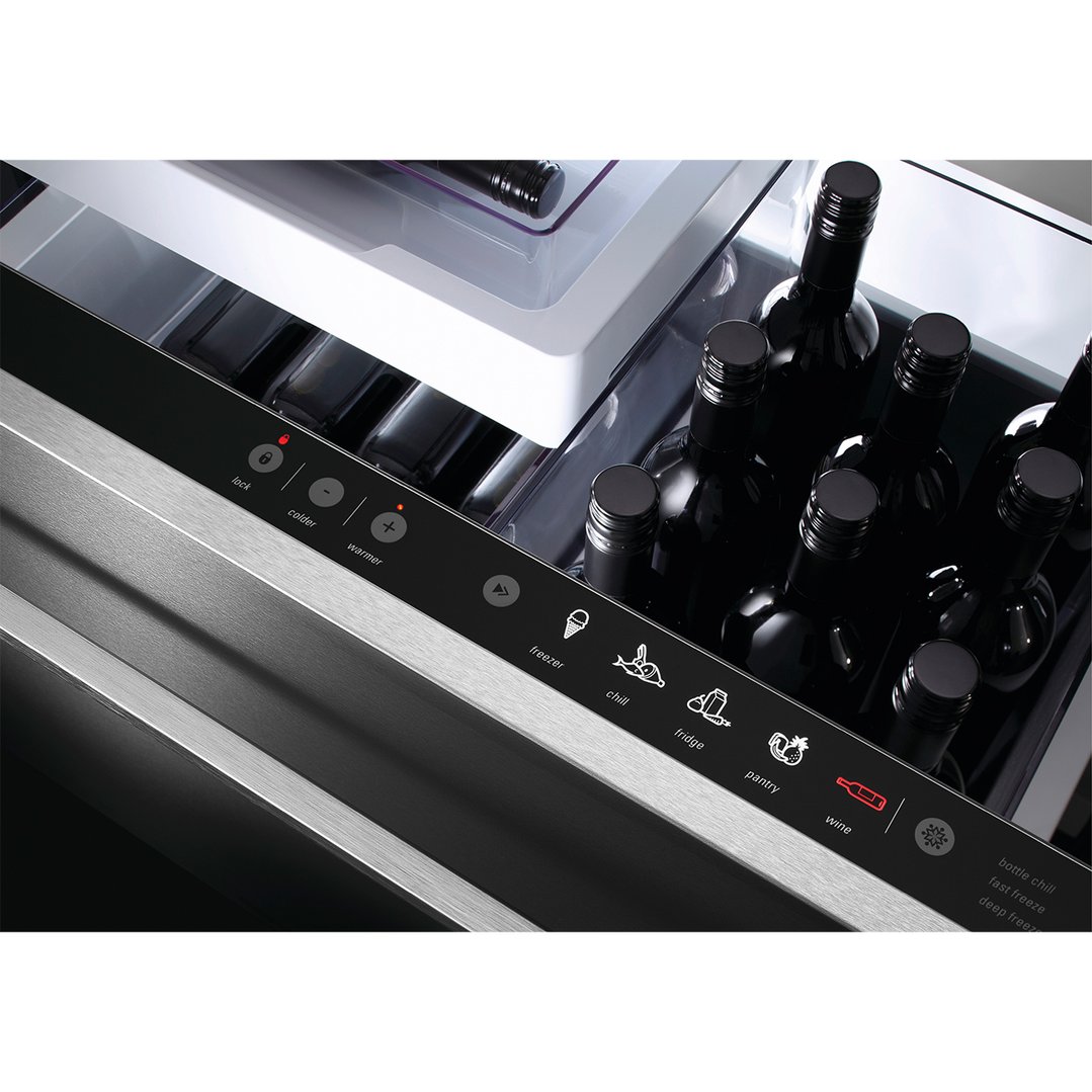 Close-up of the CoolDrawer™ multi-temperature drawer control panel and interior