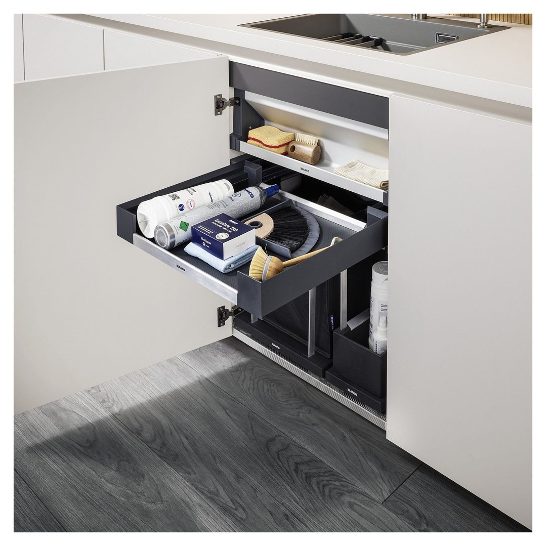 Orga Shelf 60 H for hinged doors in a kitchen cabinet under a sink