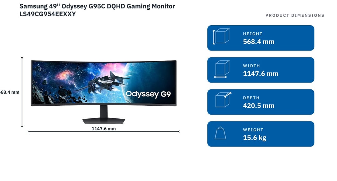 Samsung 49" Odyssey G95C DQHD Gaming Monitor LS49CG954EEXXY