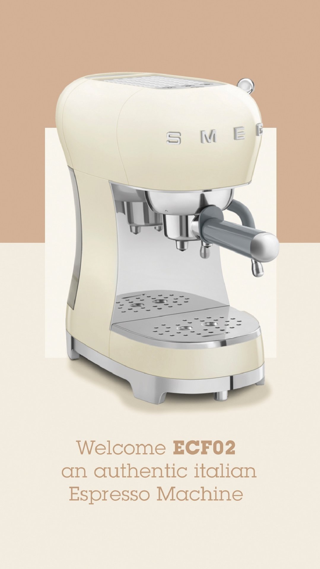 Smeg 50's Retro Style Espresso - Cream ECF02CRAU