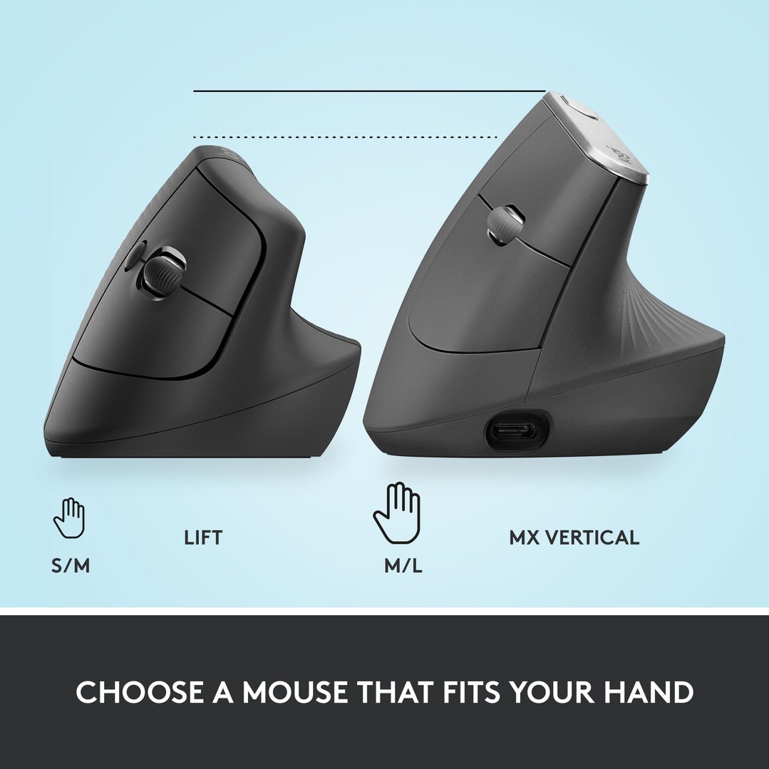 Logitech Lift Vertical Ergonomic Mouse. 910-006479