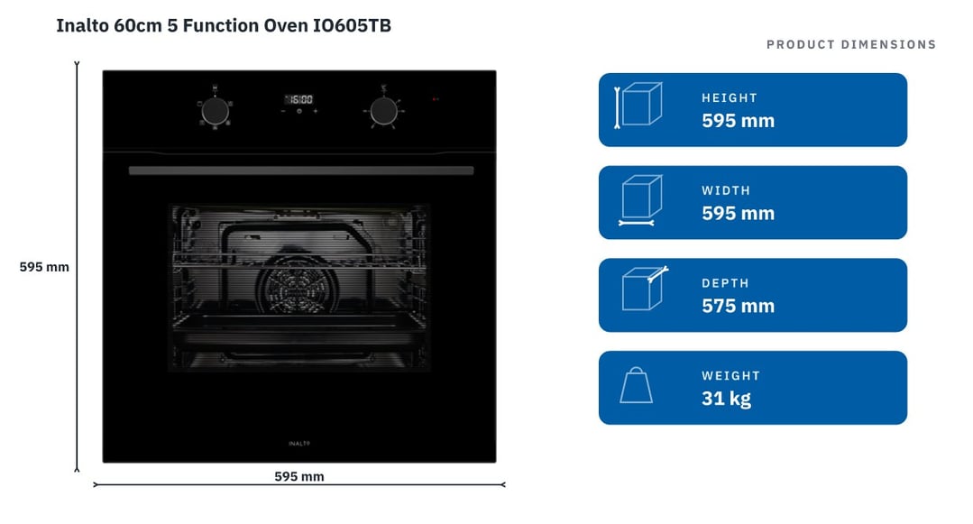 Inalto 60cm 5 Function Oven IO605TB