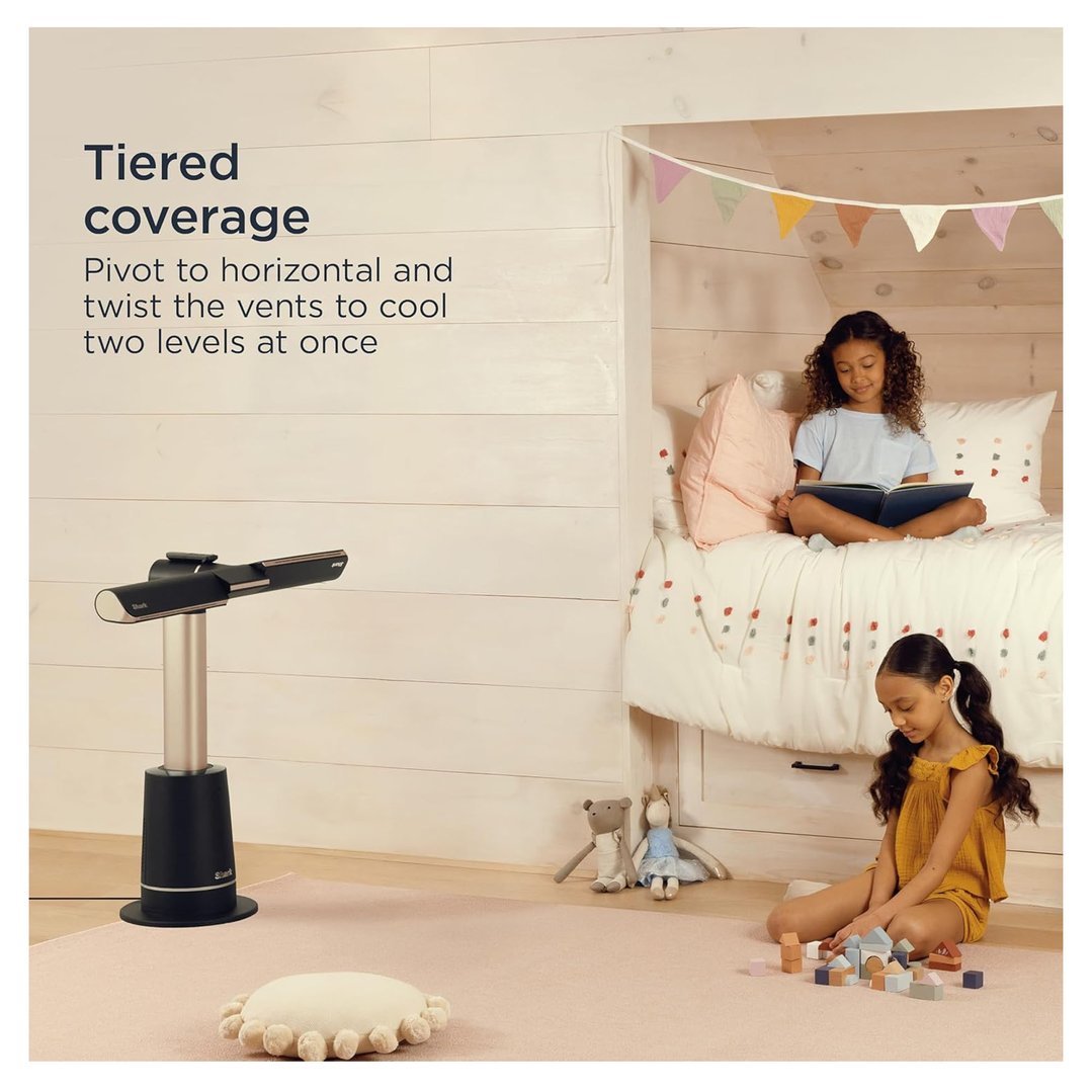 Shark TurboBlade Fan in a child's room with two girls playing and reading