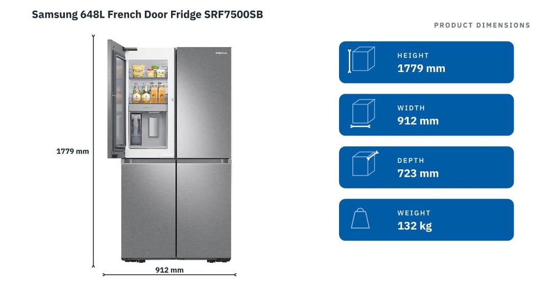 Samsung 648L French Door Fridge SRF7500SB