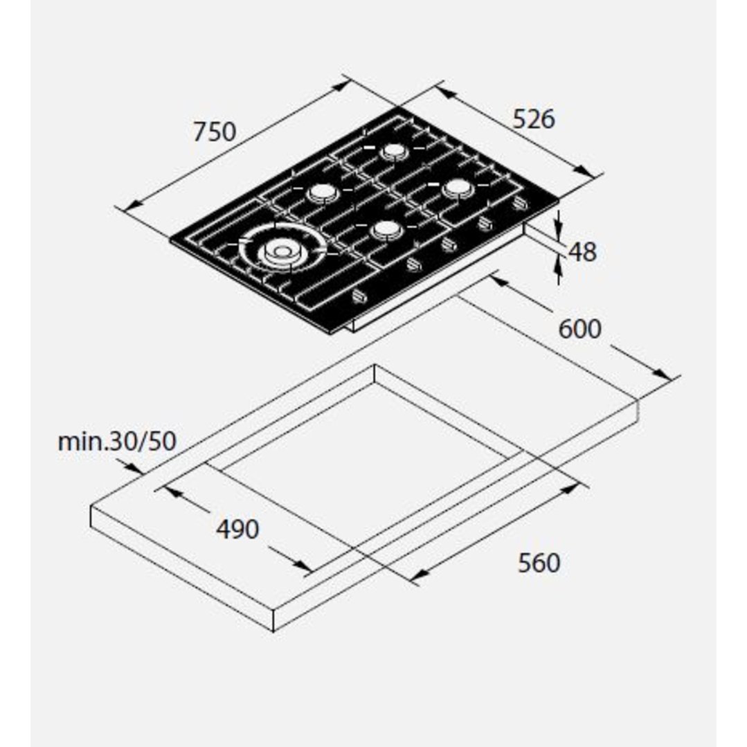ASKO 75cm Gas Cooktop Graphite Black HG1776AD