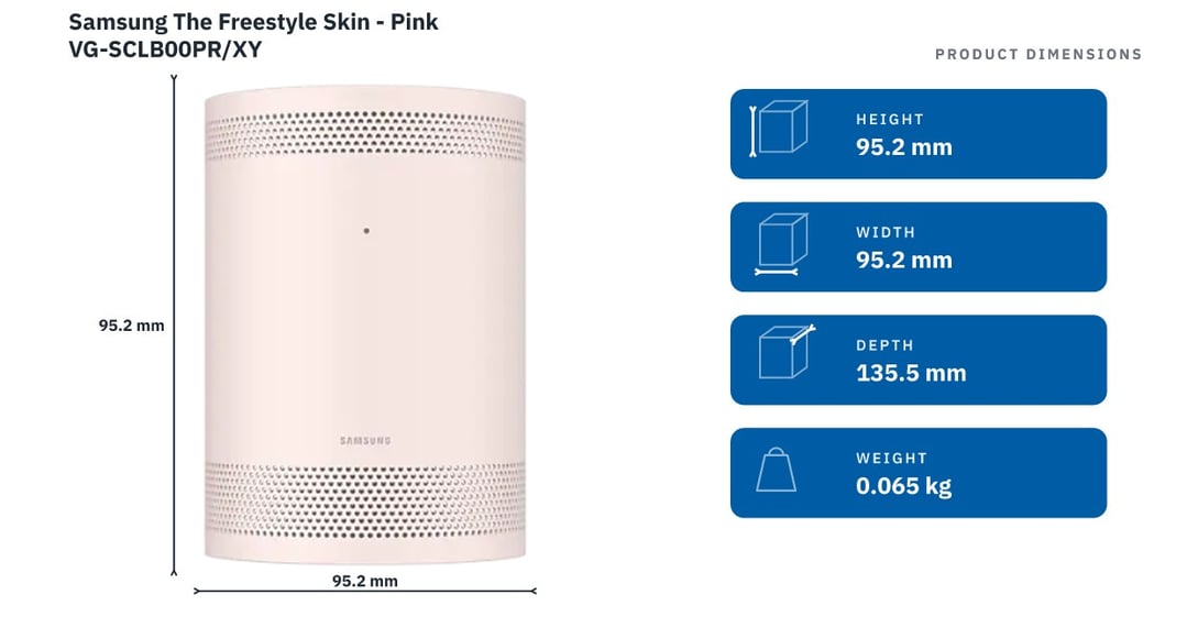 Samsung The Freestyle Skin - Pink VG-SCLB00PR/XY — product dimensions