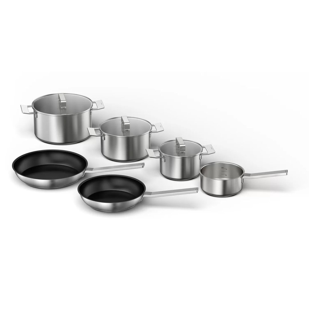 Bosch 6 piece ProInduction cookware set consists of 3 pots, 2 pans and
