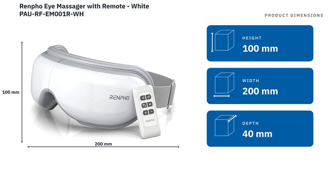 Renpho Eye Massager with Remote - White PAU-RF-EM001R-WH