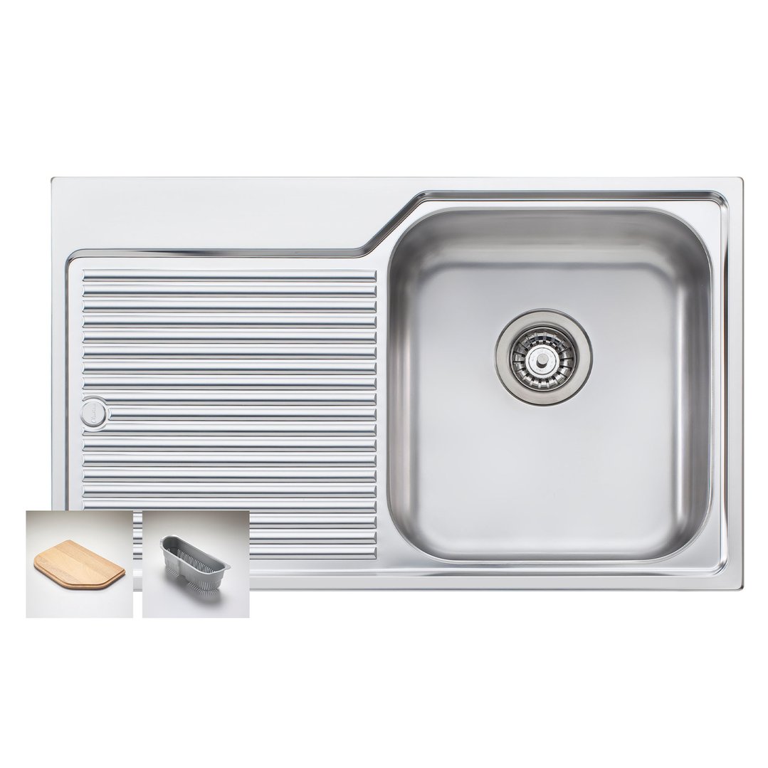 Oliveri Nu-Petite Single Right Hand Bowl Topmount Sink With Drainer NP622