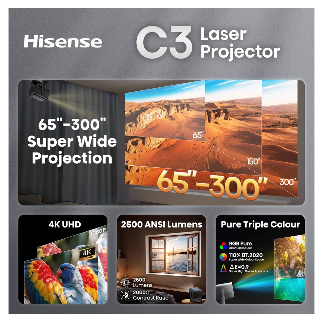 Hisense 65''-300'' 4K Triple Laser Projector (2026) C3