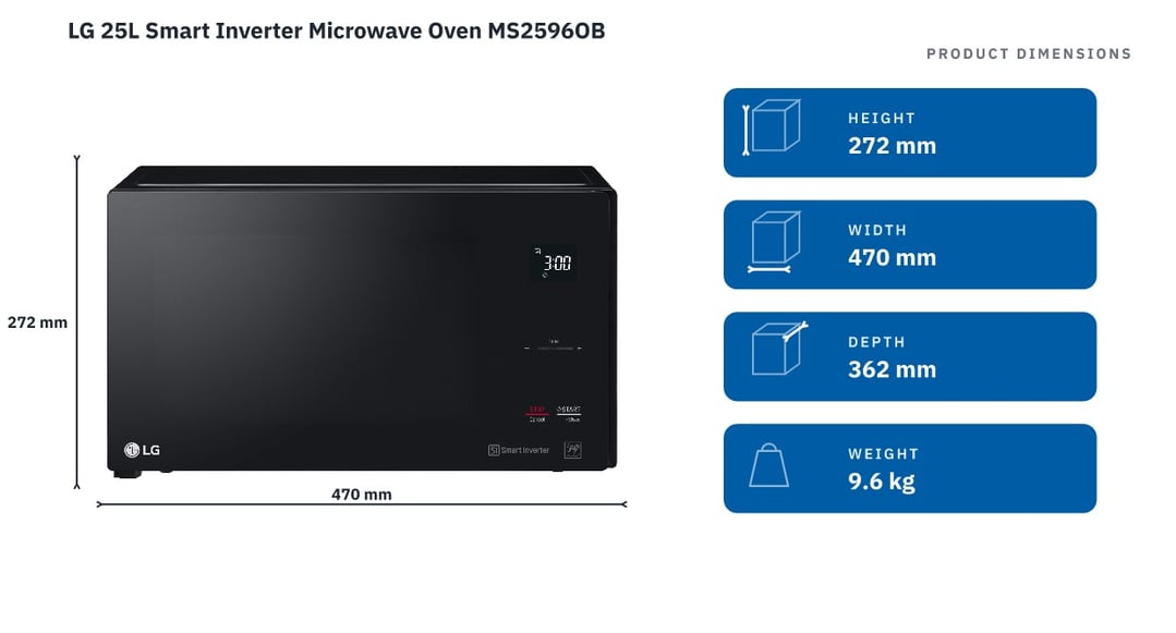 LG 25L Smart Inverter Microwave Oven MS2596OB