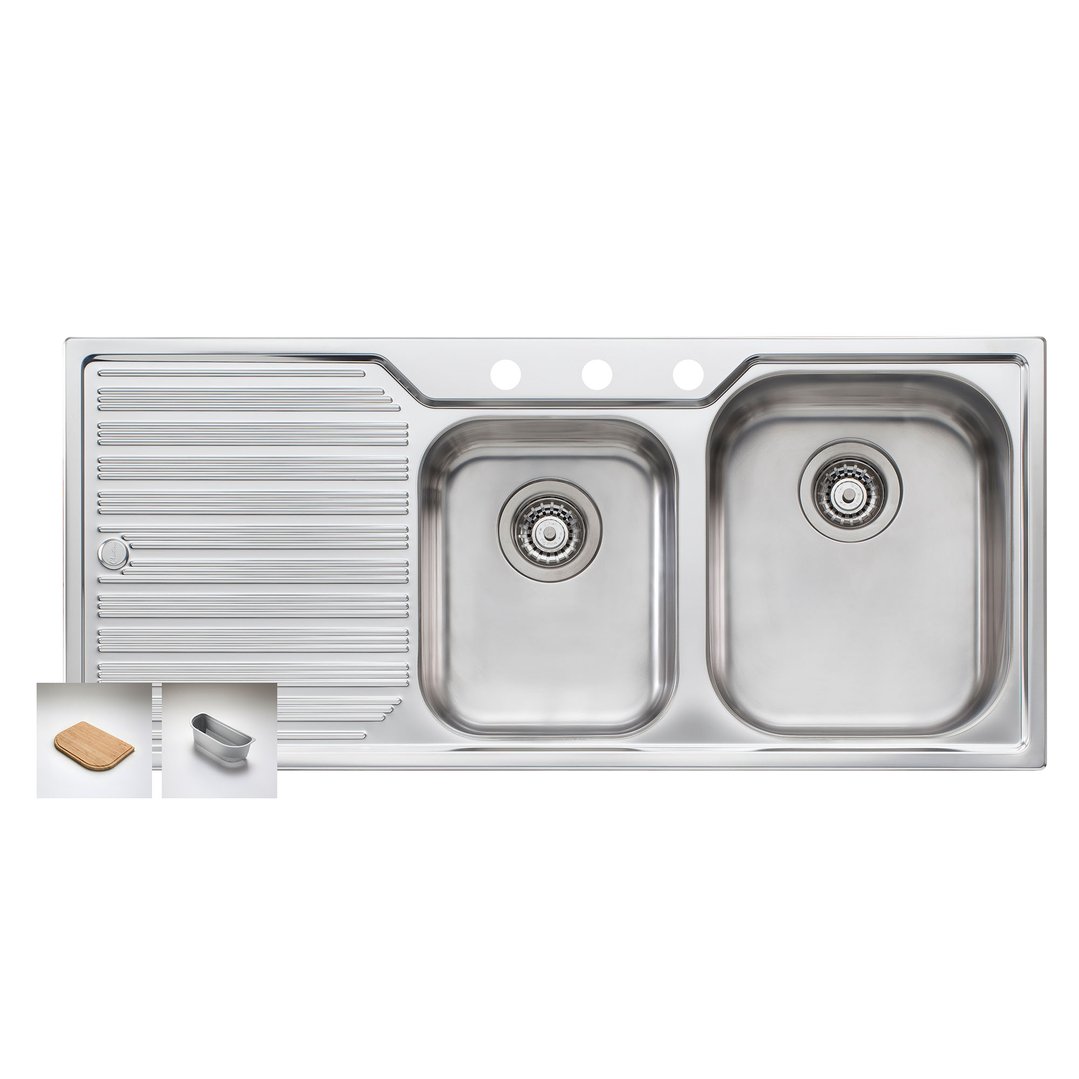 Oliveri 1 3/4 Double Bowl Sink Right-Hand DZ112