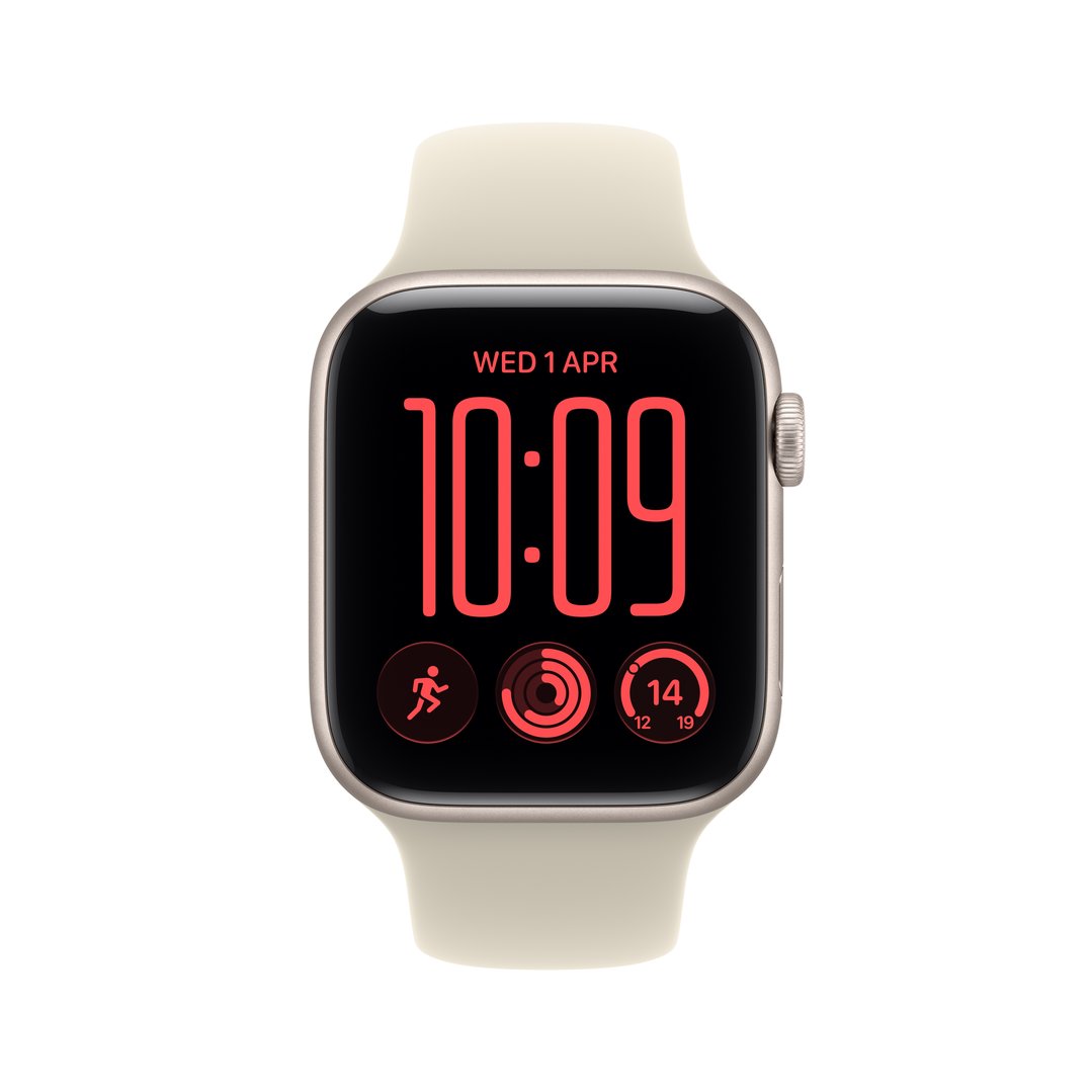 Apple Watch SE 3 GPS + Cellular 44mm Starlight Aluminum Case with Sand Sport Band - M/L MJLN4X/A