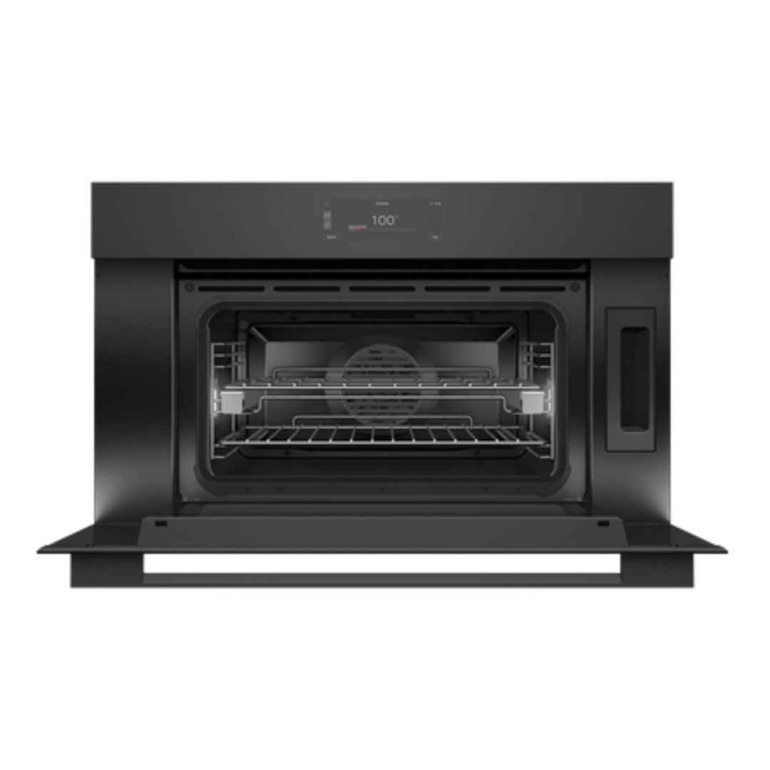 Fisher & Paykel 76cm Series 9, Minimal Compact Combi-Steam Oven, Black Glass OS76NMUB3