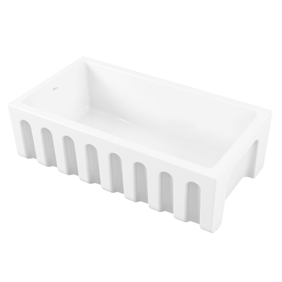 Oliveri Sicily Fireclay Farmhouse Counter Top or Undermount Sink - White SC-WH1980