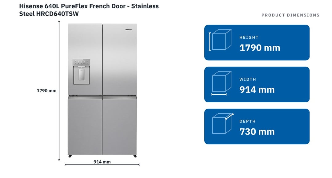 Hisense 640L PureFlex French Door - Stainless Steel HRCD640TSW