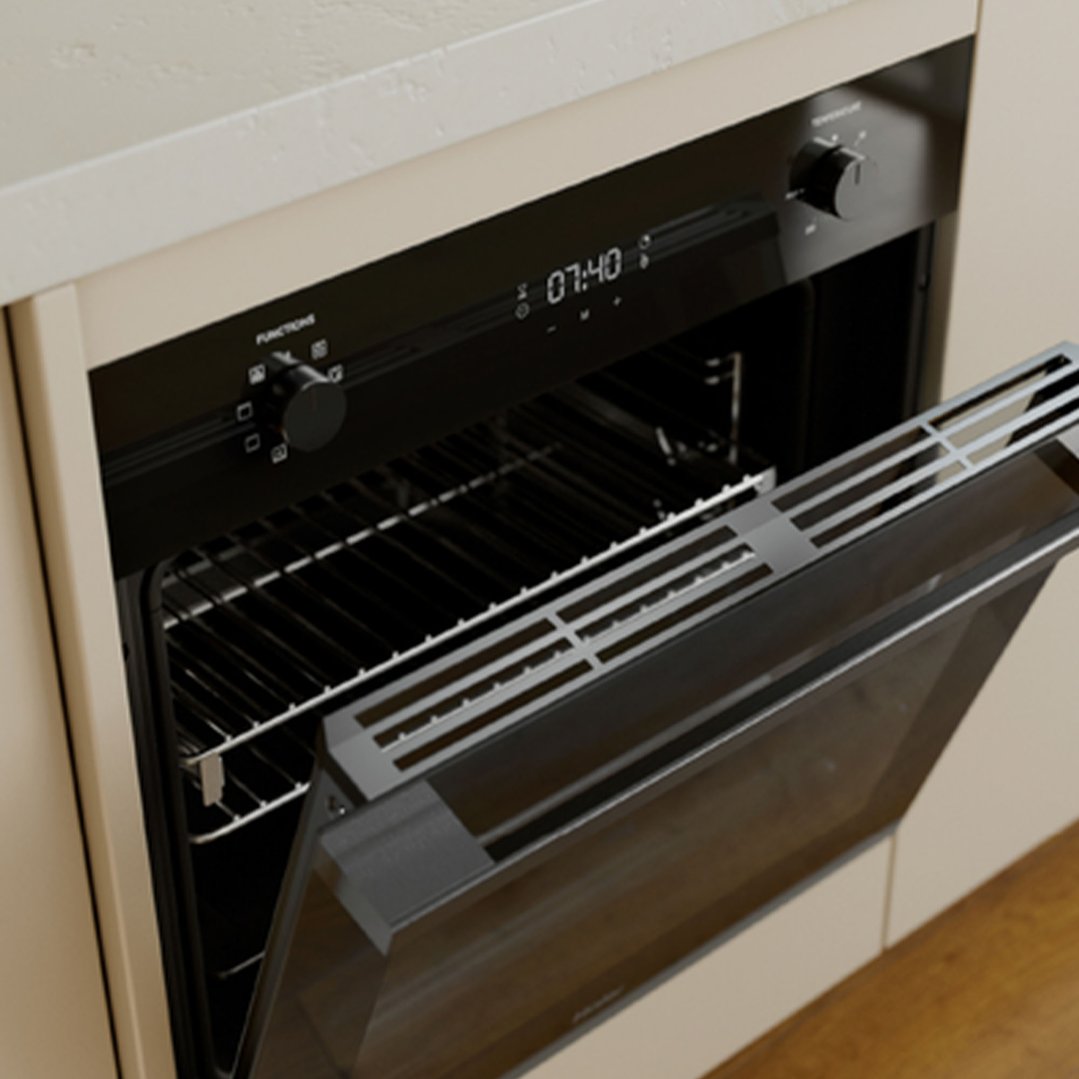 Haier 60cm 500 Series Built-in Oven, 7 Function, Air Fry, Steam Assist (Black Glass) HWO60S7EB5