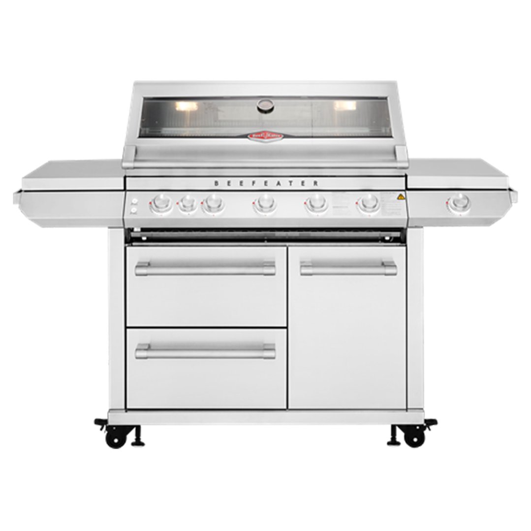 Beefeater 7000 Premium 5 Burner BBQ, Side Burner & Trolley, Stainless Steel BMF7655SA