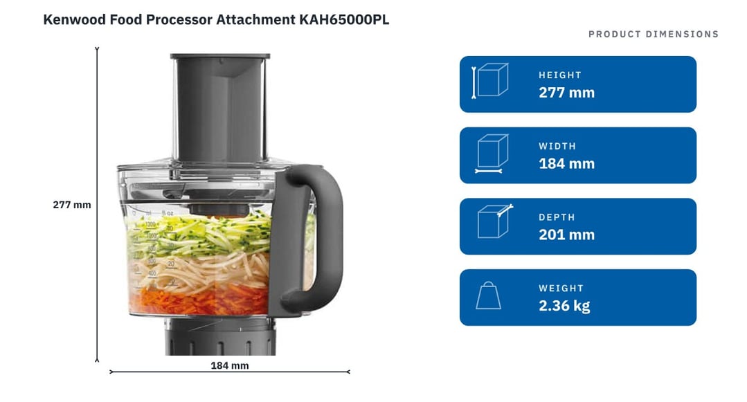 Kenwood Food Processor Attachment KAH65000PL — product dimensions
