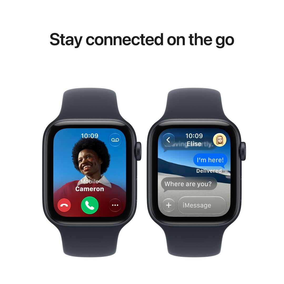 Apple Watch SE 3 GPS 44mm Midnight Aluminum Case with Navy Blue Sport Band - S/M MJL74X/A