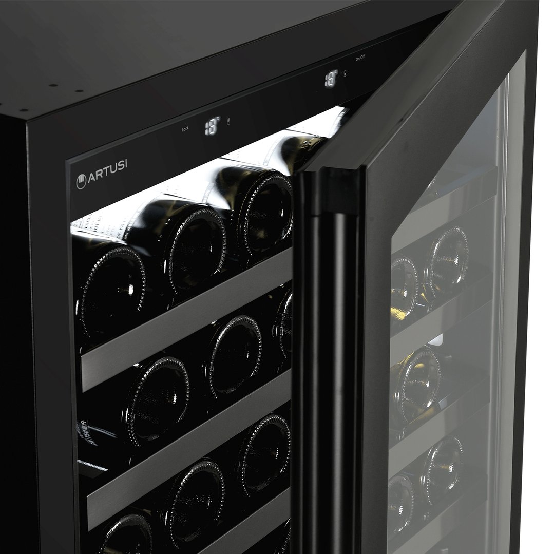 Artusi 160 Bottle Double Door Dual Zone Wine Cooler - Matt Black AWCD160BV