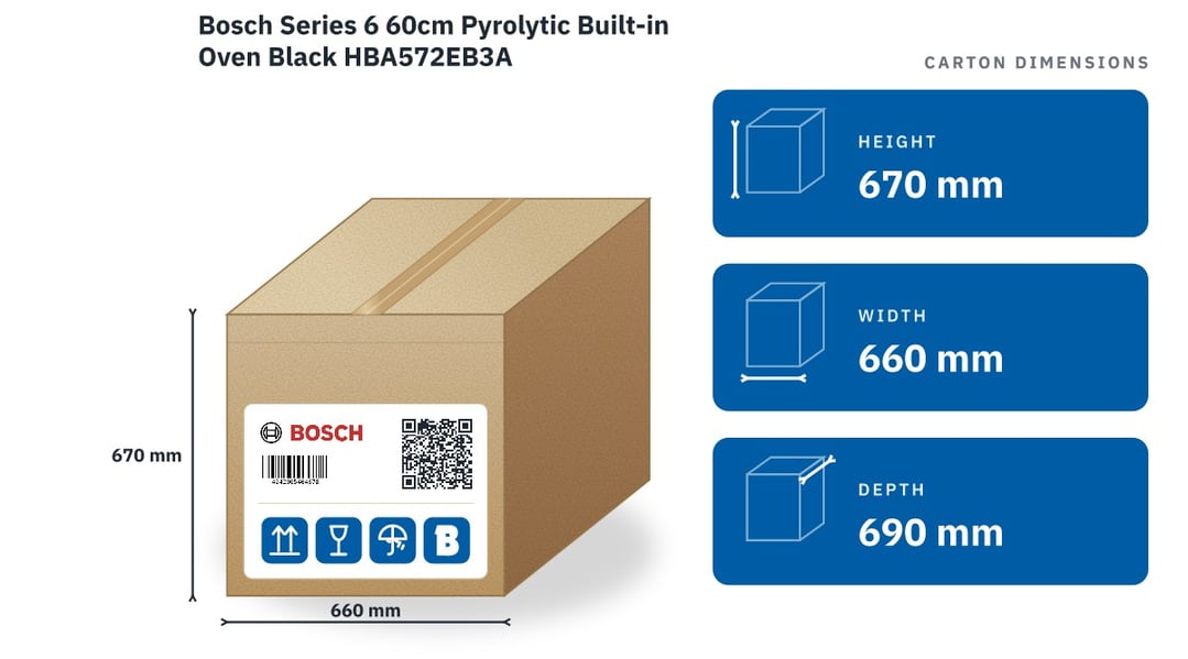 Bosch Series 6 60cm Pyrolytic Built-in Oven Black HBA572EB3A