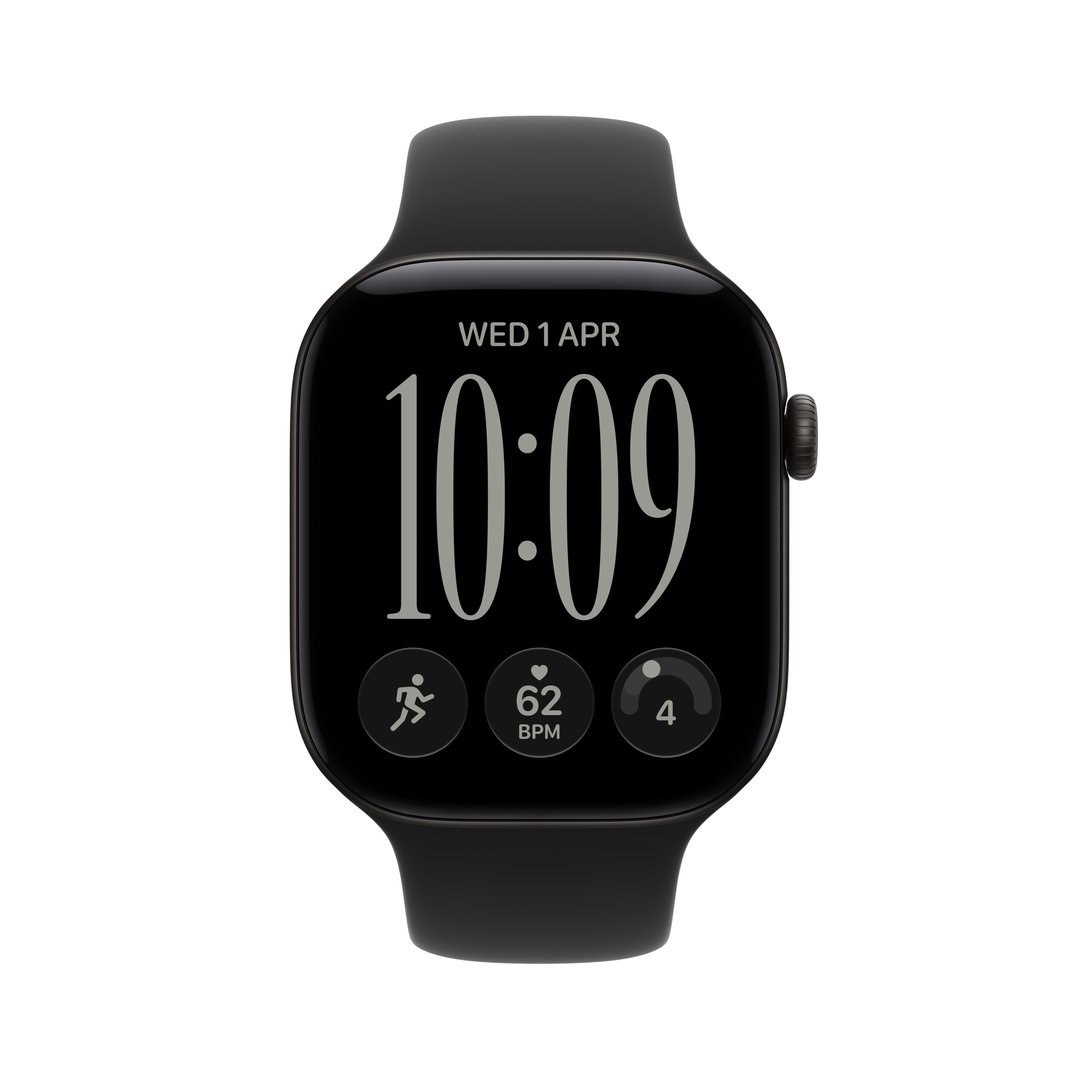 Apple Watch Series 12 GPS + Cellular 46mm Black Aluminum Case with Black Sport Band - S/M MJG84X/A