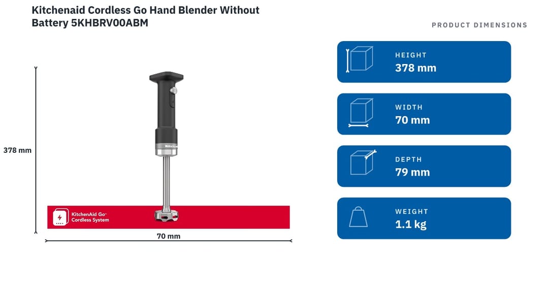 Kitchenaid Cordless Go Hand Blender Without Battery 5KHBRV00ABM