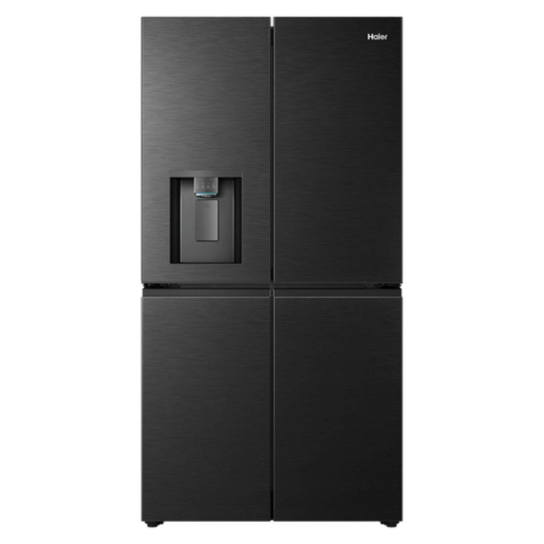 Haier 624L, Quad Door Refrigerator Freezer, Ice & Water, Plumbed, Black HRF690YZC