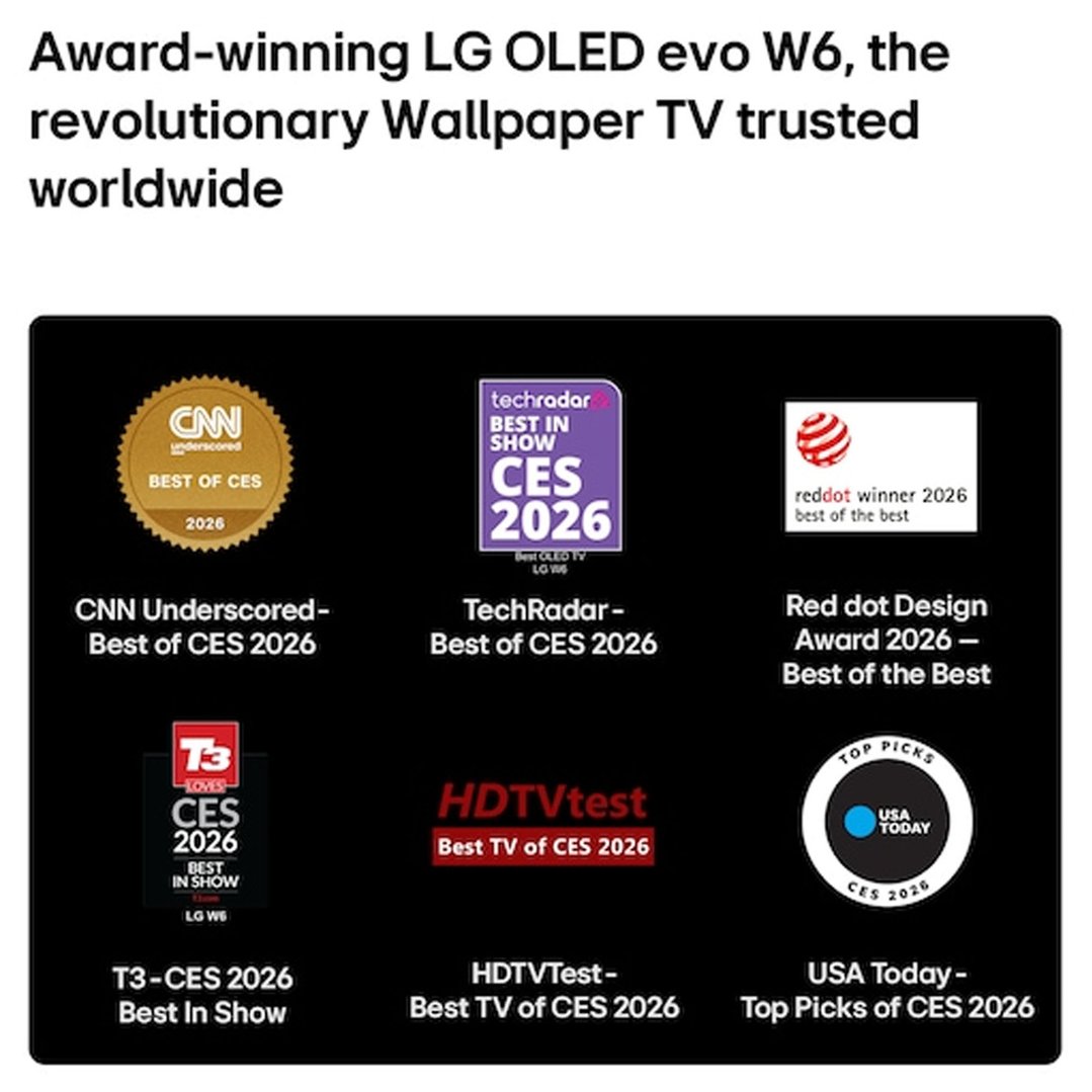 LG 77" Wallpaper OLED evo AI W6 True Wireless 4K Smart TV (2026) OLED77W6PSA