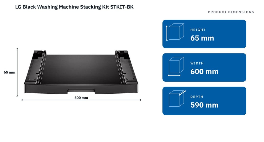 LG Black Washing Machine Stacking Kit STKIT-BK — product dimensions