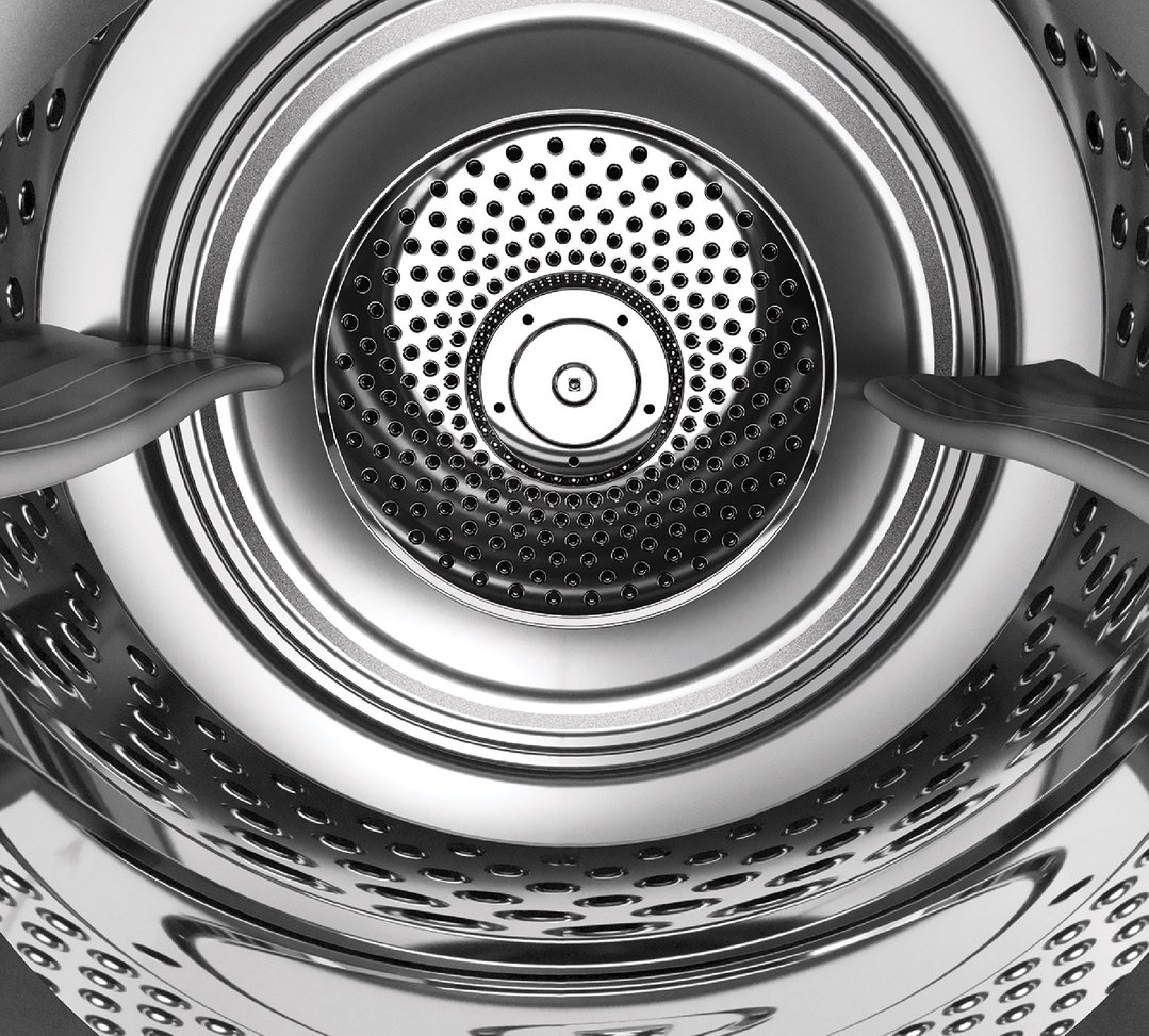 Close-up view inside the drum of a dryer
