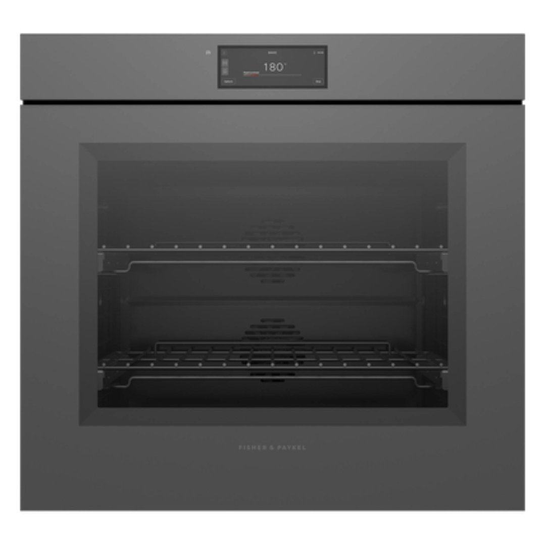 Fisher & Paykel 76cm Series 9, Minimal Handleless Pyrolytic Oven, Grey Glass OB76SMPUNG3