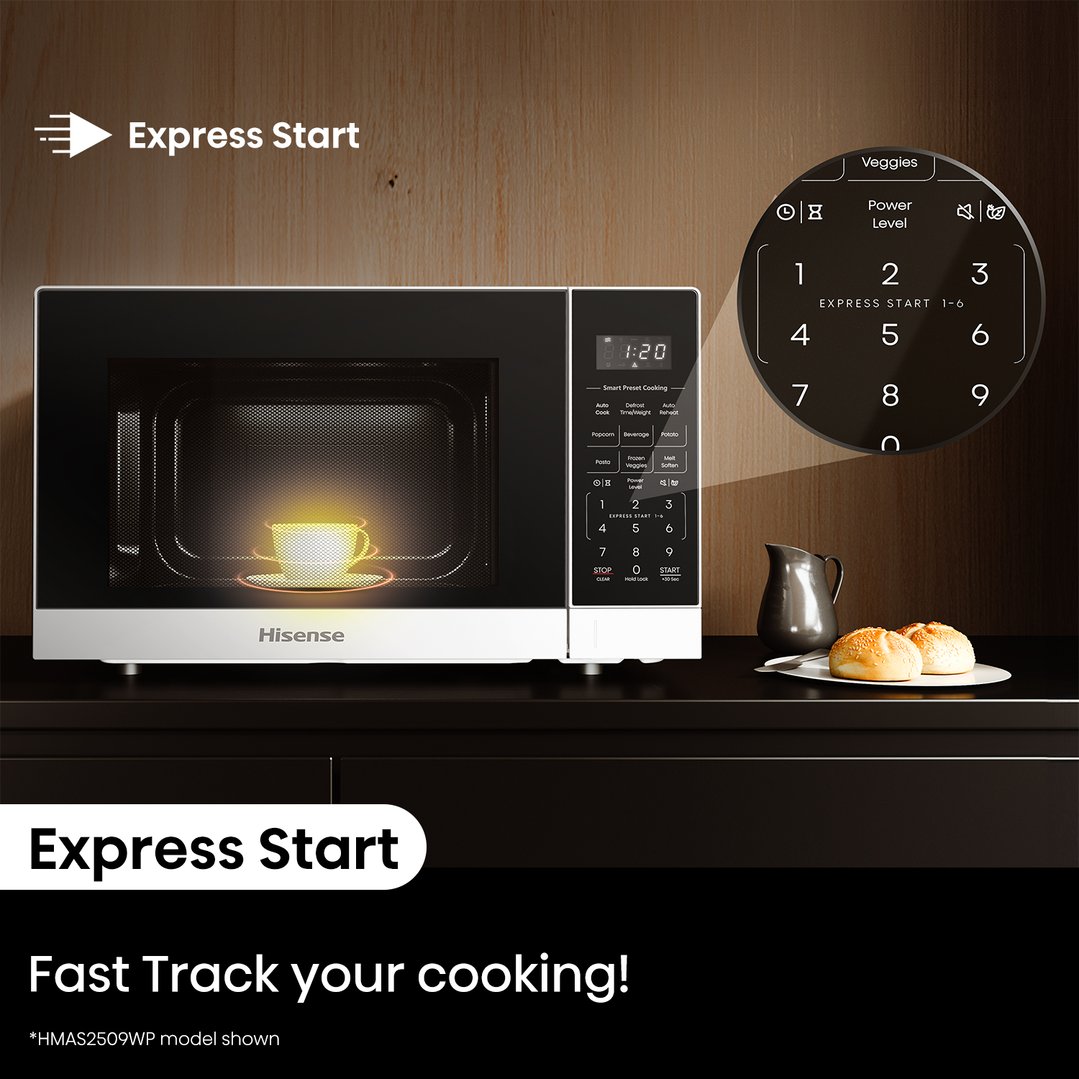 Hisense 25L 900W Countertop Microwave Pearl White HMAS2509WP