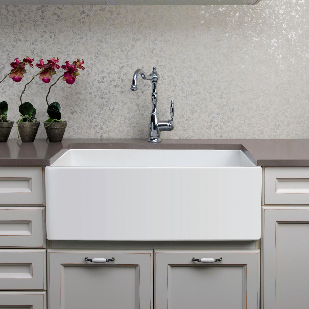 Turner Hastings Novi 75x46 Fireclay Butler Sink - Gloss White NO75FS