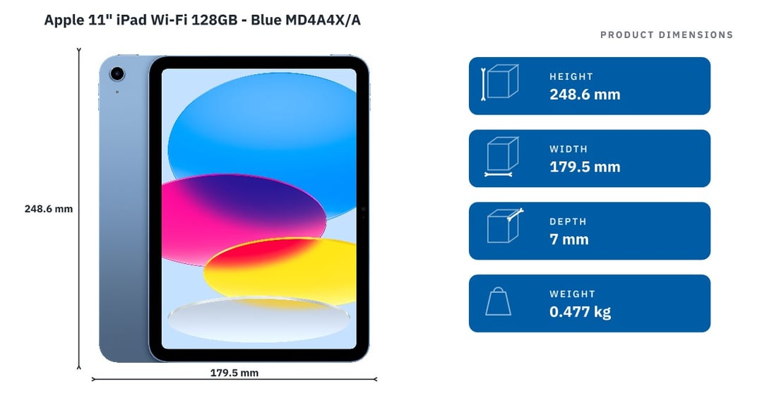 Apple 11" iPad Wi-Fi 128GB - Blue MD4A4X/A