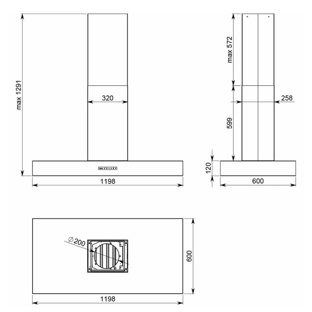Falmec Trento 120 Island Canopy External Wall Motor F7TN12S1EW2010
