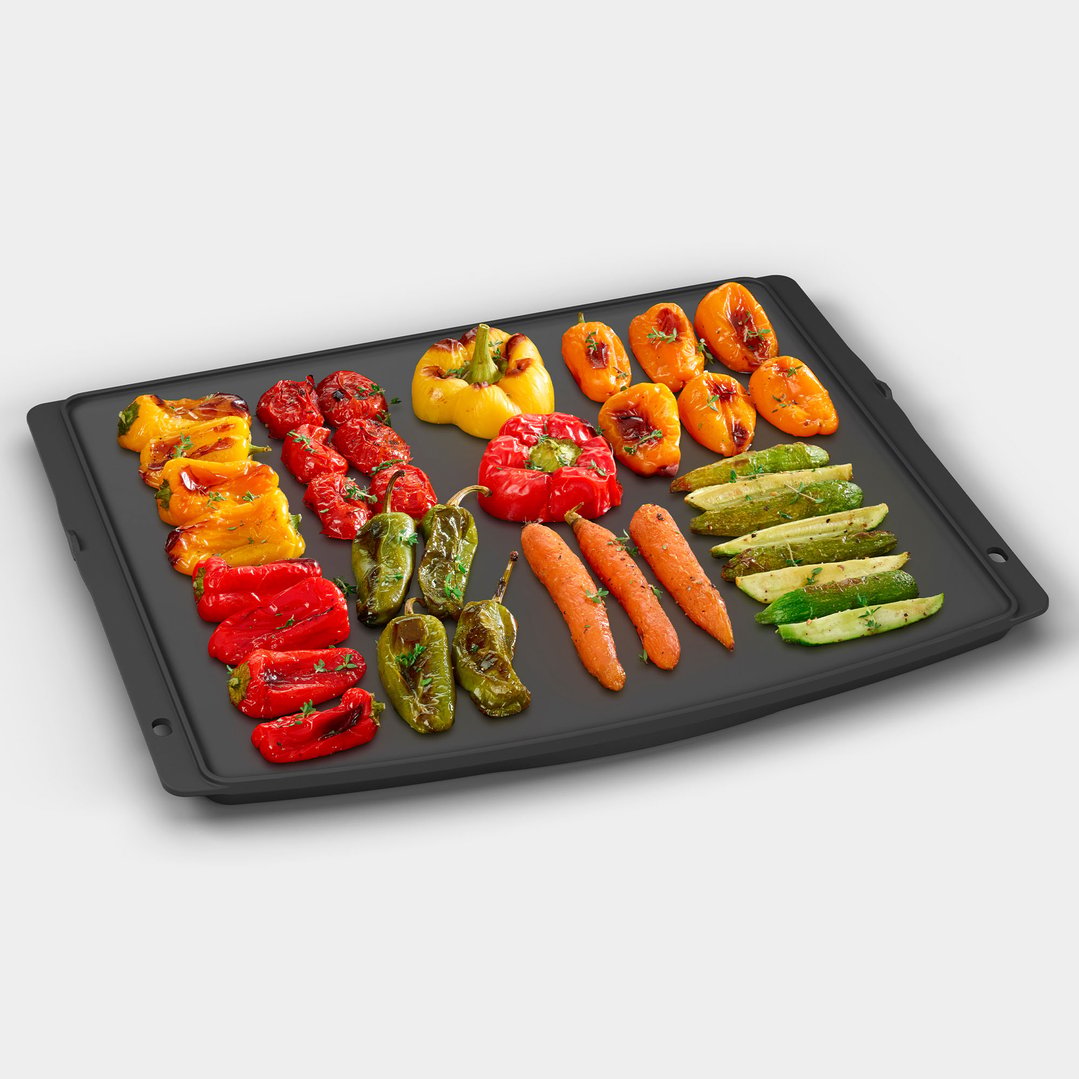 BBQ Tray with grilled vegetables including peppers, carrots, and zucchini