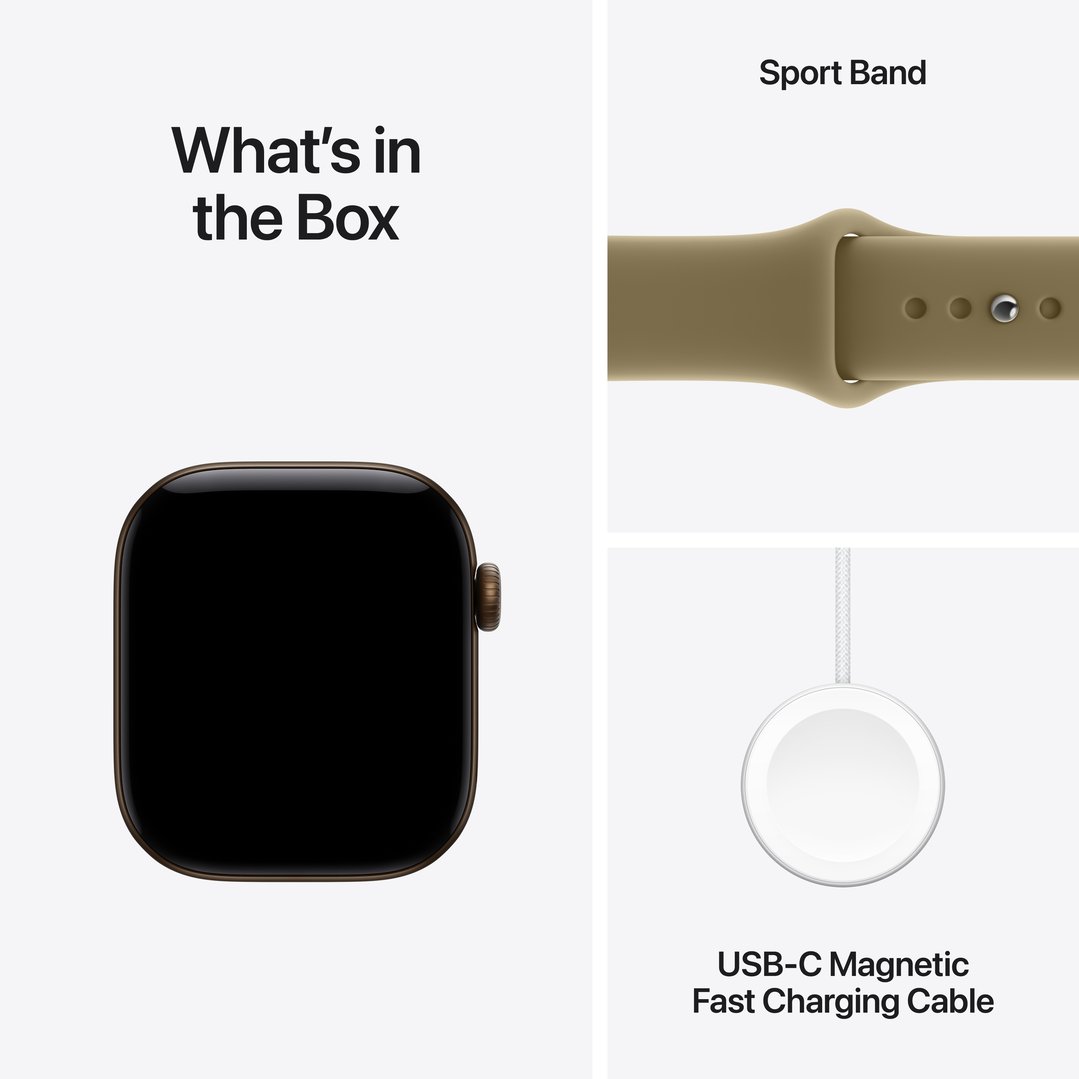 Apple Watch Series 12 GPS 42mm Dark Bronze Aluminum Case with Olive Sport Band - S/M MJEF4X/A