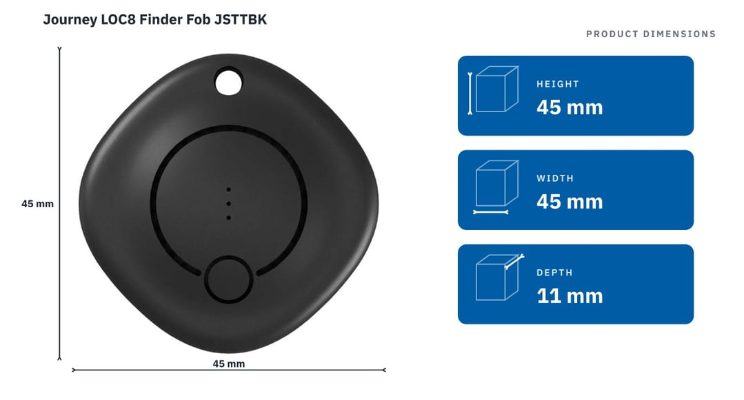 Journey LOC8 Finder Fob JSTTBK — product dimensions