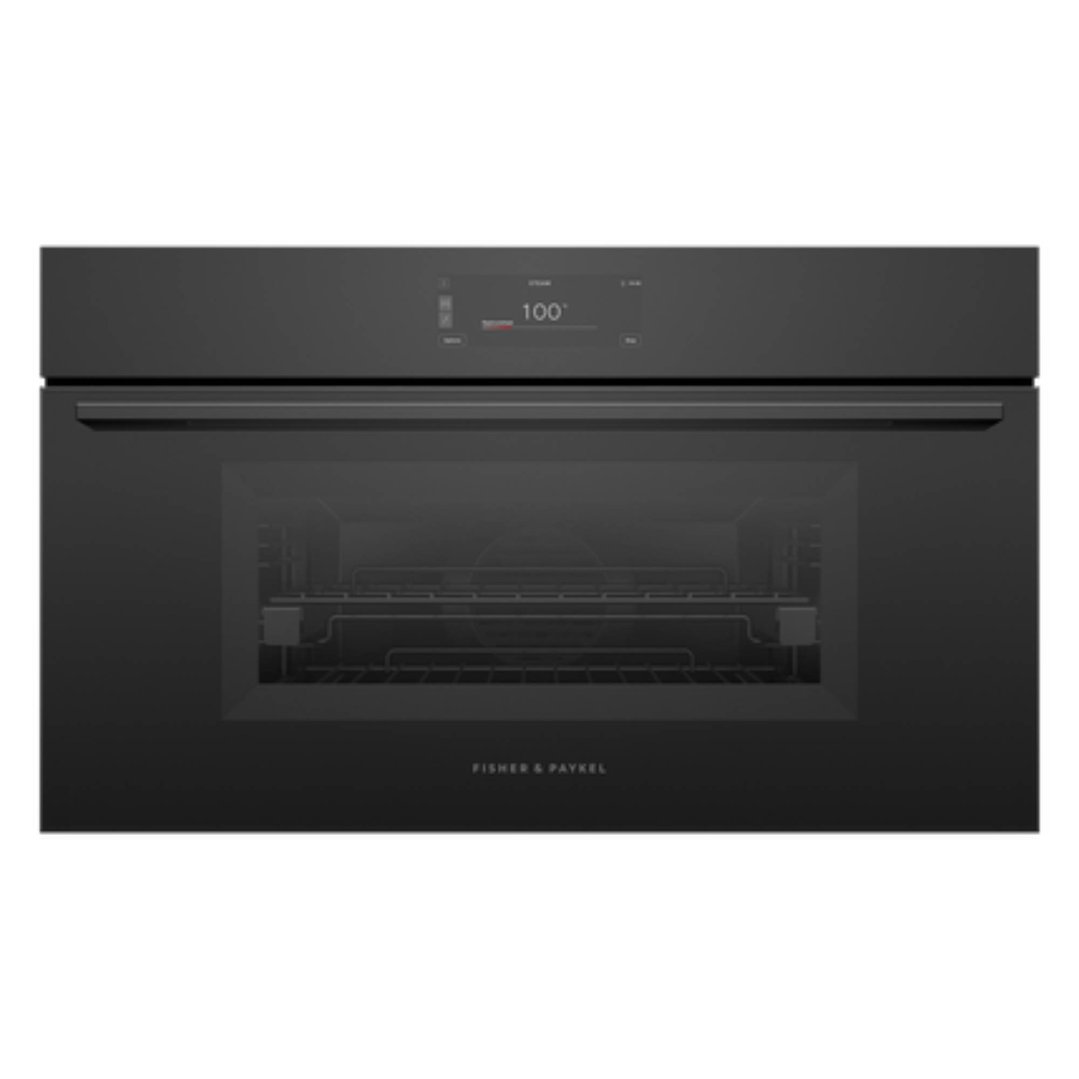 Fisher & Paykel 76cm Series 9, Minimal Compact Combi-Steam Oven, Black Glass OS76NMUB3