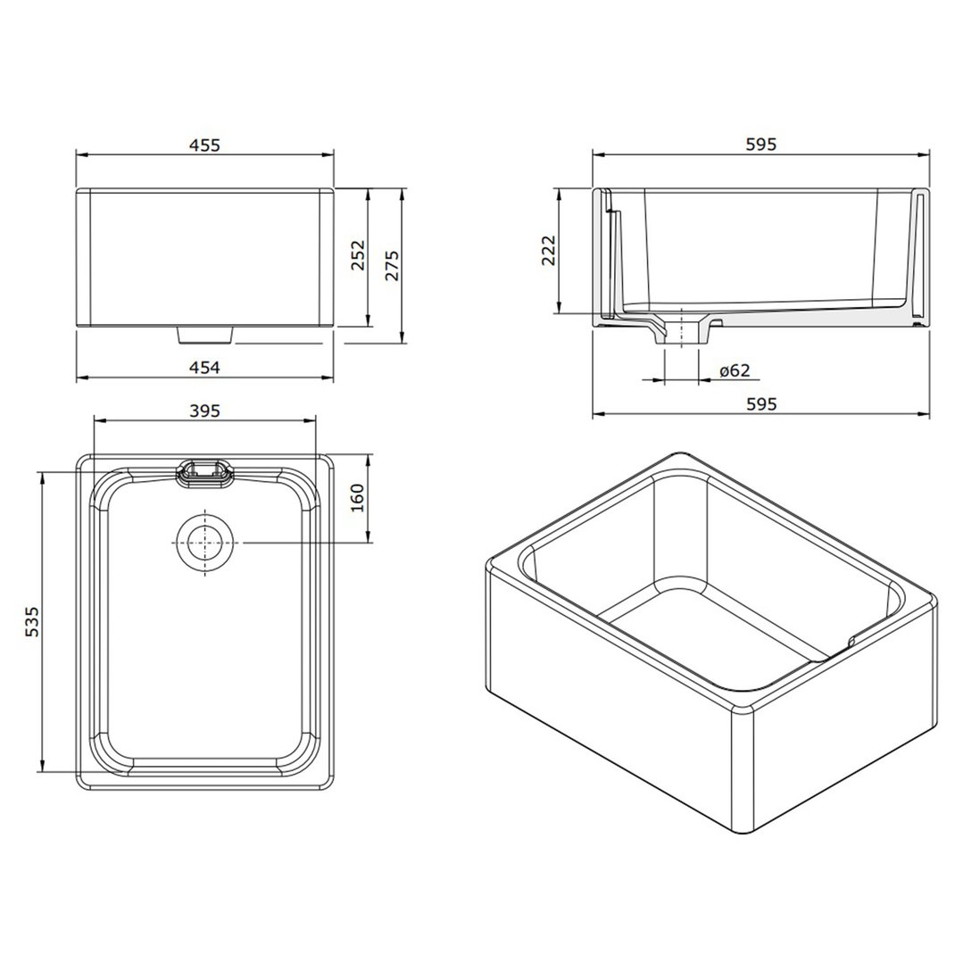 Turner Hastings Belfast 60x46 Fireclay Butler Sink 7400