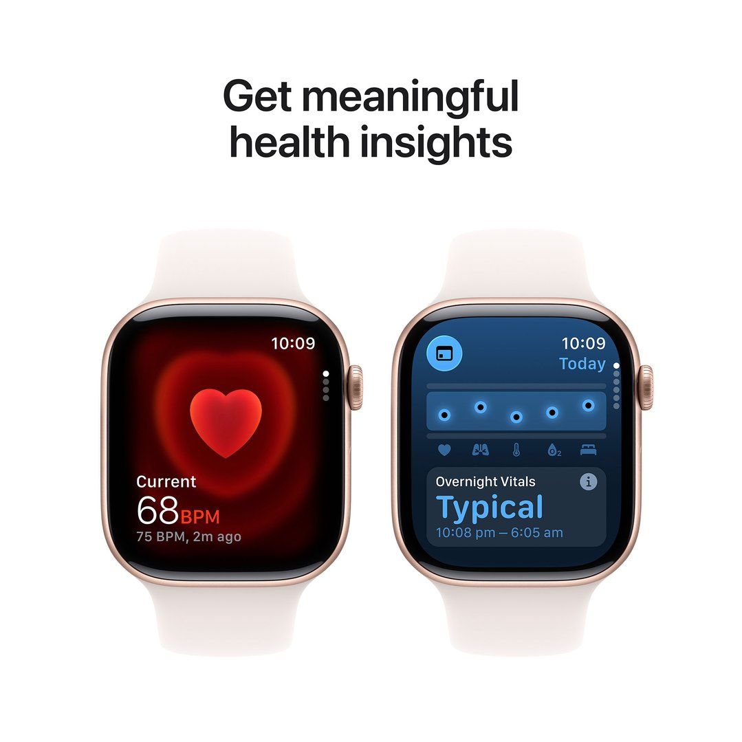 Apple Watch Series 11 46mm Rose Gold Aluminium Case GPS Sport Band (M/L) (Light Blush) MEV74X/A
