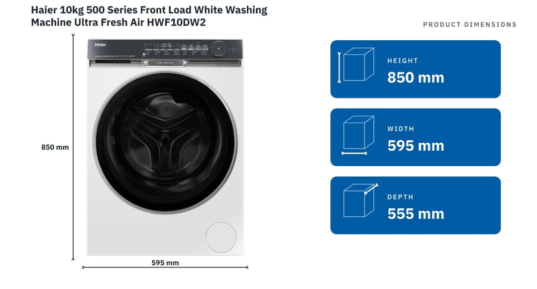 Haier 10kg 500 Series Front Load White Washing Machine Ultra Fresh Air HWF10DW2