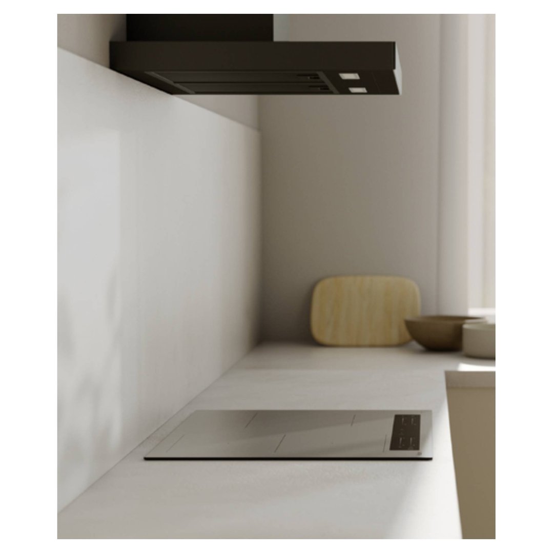Induction cooktop and rangehood in a modern kitchen setting