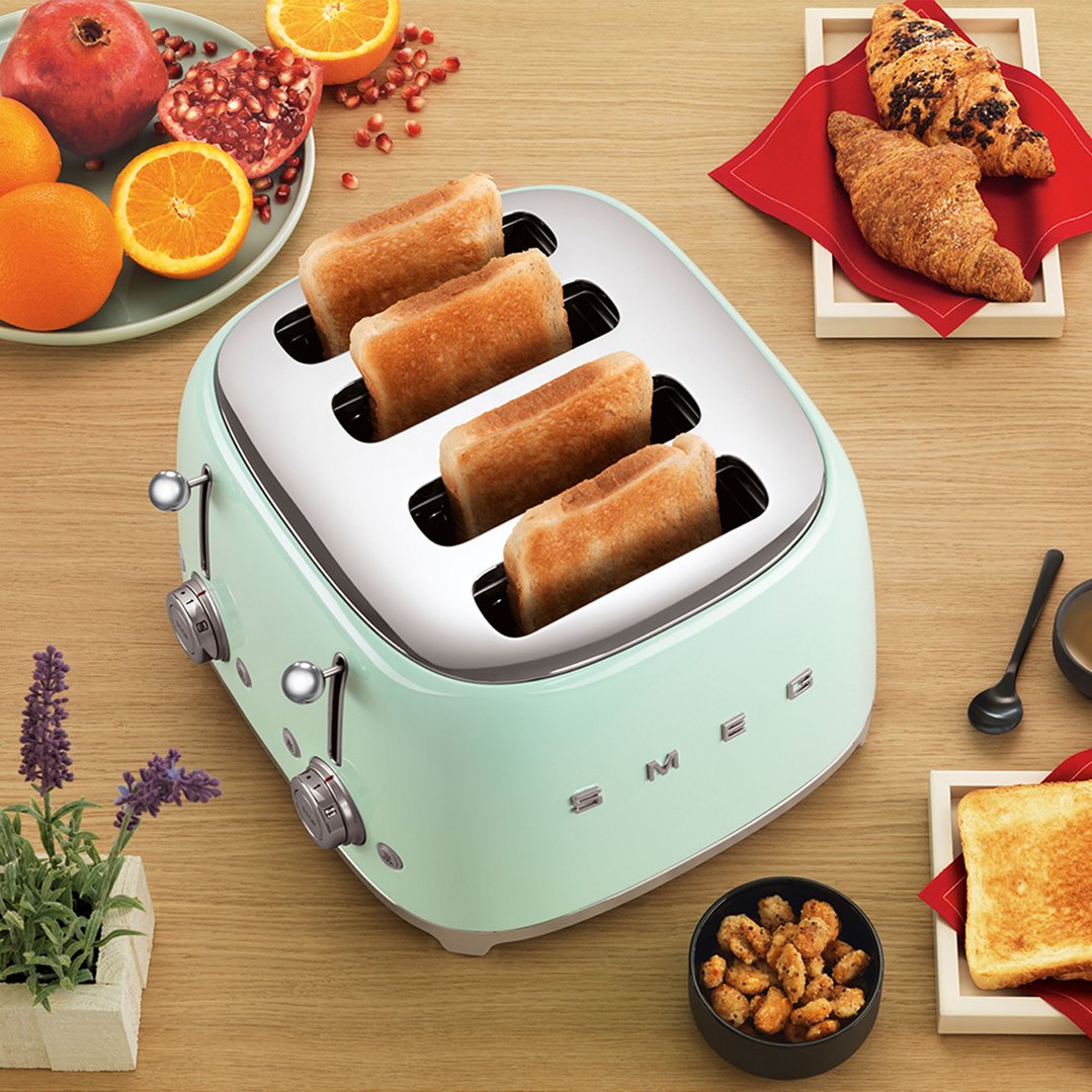 Smeg 50's Style 4 Slice Toaster Pastel Green TSF03PGAU