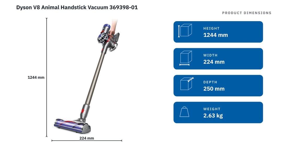 Dyson V8 Animal Handstick Vacuum 369398-01 — product dimensions